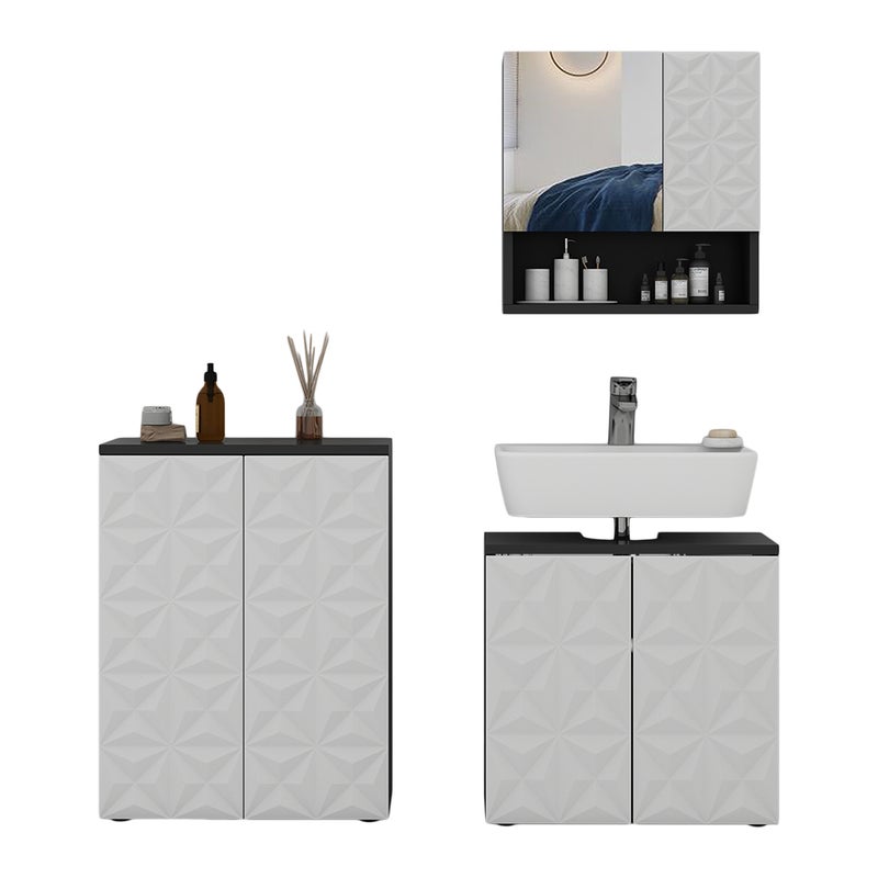 Vicco Zestaw mebli łazienkowych Edge, Czarny, 3 części