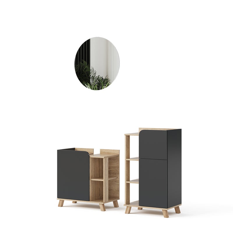 Vicco Zestaw mebli łazienkowych Karen, Sonoma/antracyt, 3 sztuki, z szafką midi