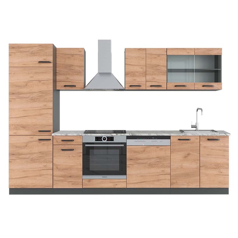 Vicco Aneks kuchenny R-Line, Złoty dąb power/antracyt, 300 cm , BP Marmur