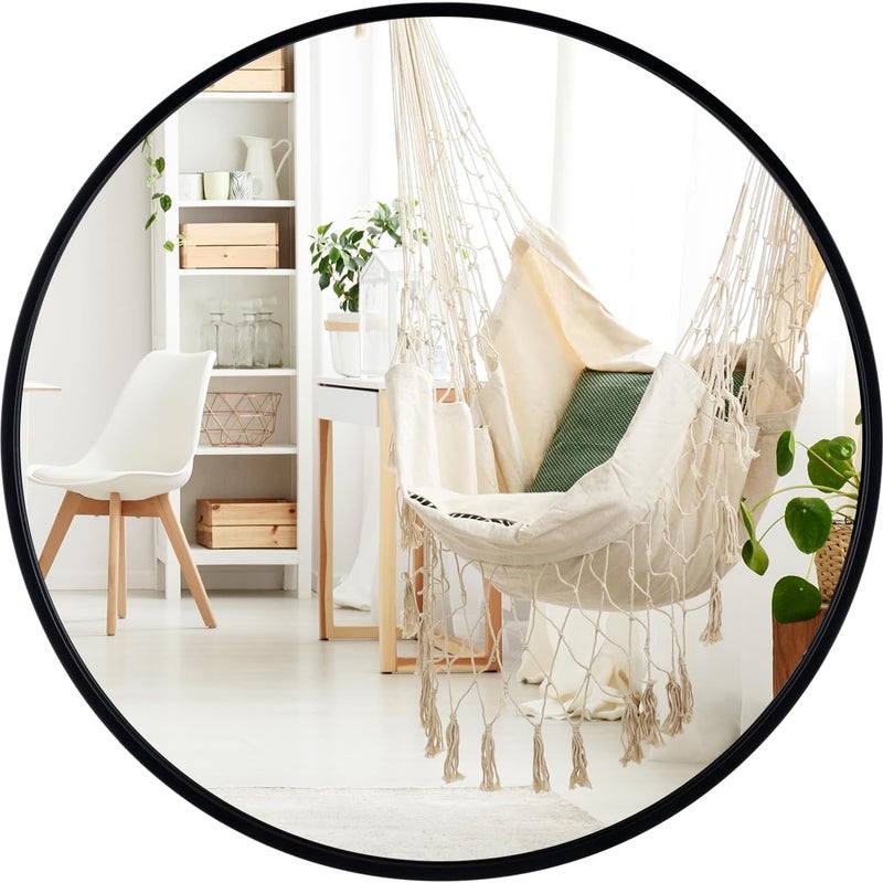 Lustro łazienkowe, wiszące, przeciwwybuchowe, ścienne, do łazienki, salonu, jadalni (okrągłe, 61 x 61 x 2,5 cm)