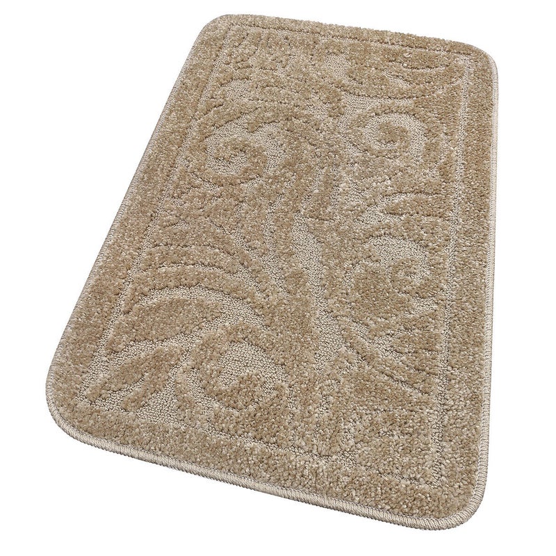 Mata łazienkowa Antypoślizgowy Absorbent 50x110 Cm Barokowy Jednolity Kolor Beżowy