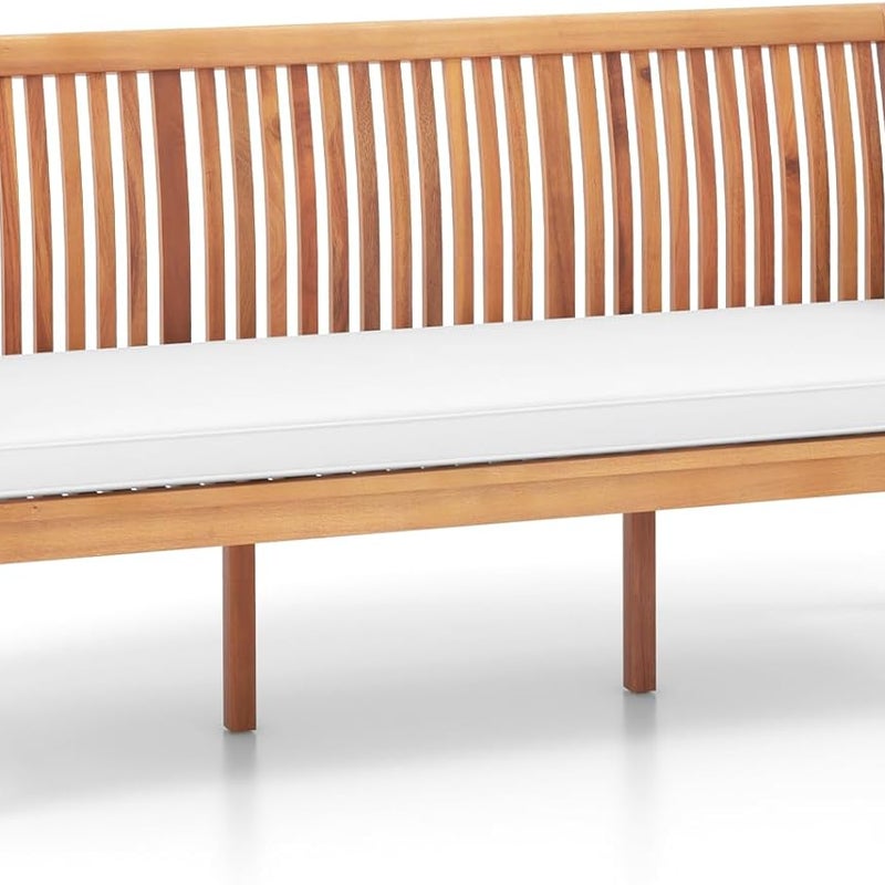 Ławka Ogrodowa z Drewna Akacjowego, Poduszką do Siedzenia, 3-Osobowa Sofa Ogrodowa, Balkonowa, Obciążenie 540 kg, Parkowa na Taras, Balkon, Ogrodu,