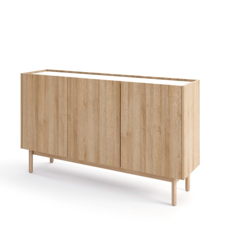 Komoda: 3 drzwi, 6 półek, dąb Riviera, 144 cm x 83 cm x 37 cm