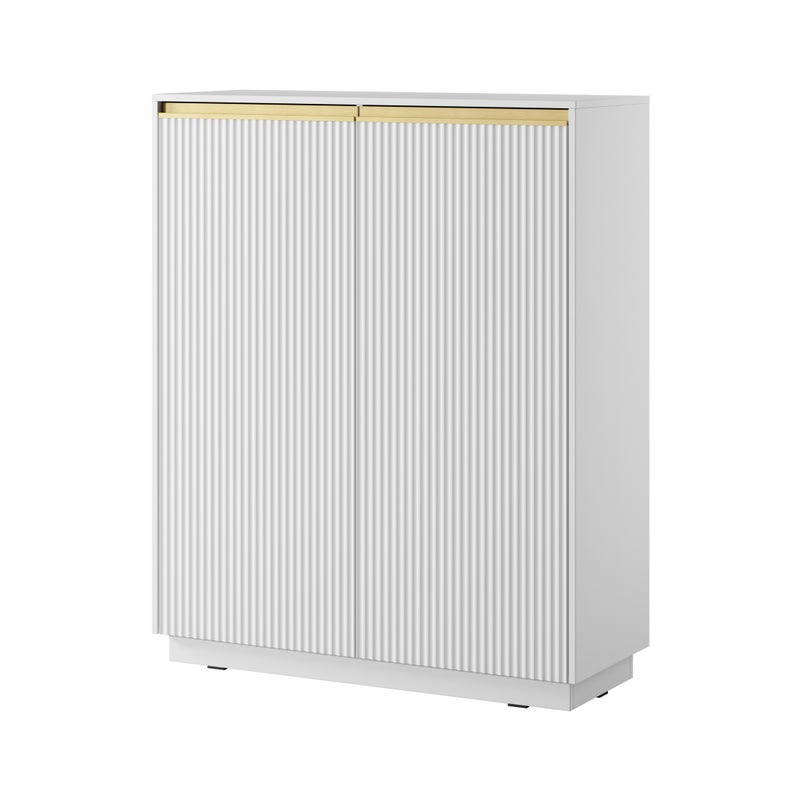 Komoda: 2 drzwi, 6 półek, matowa biel, 103,5 x 127 x 39 cm