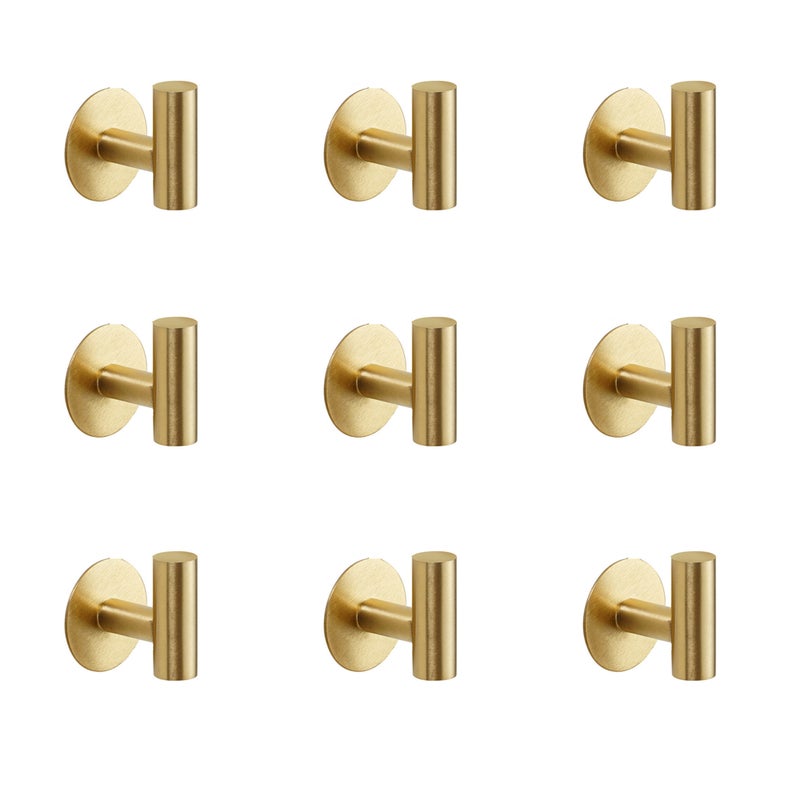 9 sztuk Wieszaki na ręczniki Łazienka Wieszaki na ręczniki Wieszaki na płaszcze Haczyki ścienne Matowe złoto Stal nierdzewna 304 Wieszak