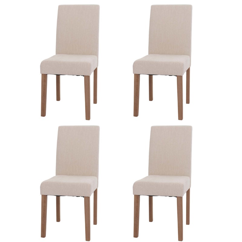 Zestaw 4 krzeseł do jadalni Littau, krzesło kuchenne z wysokim oparciem, tkanina/tkanina szenilowa drewno ~ kremowy, nogi w kolorze naturalnym