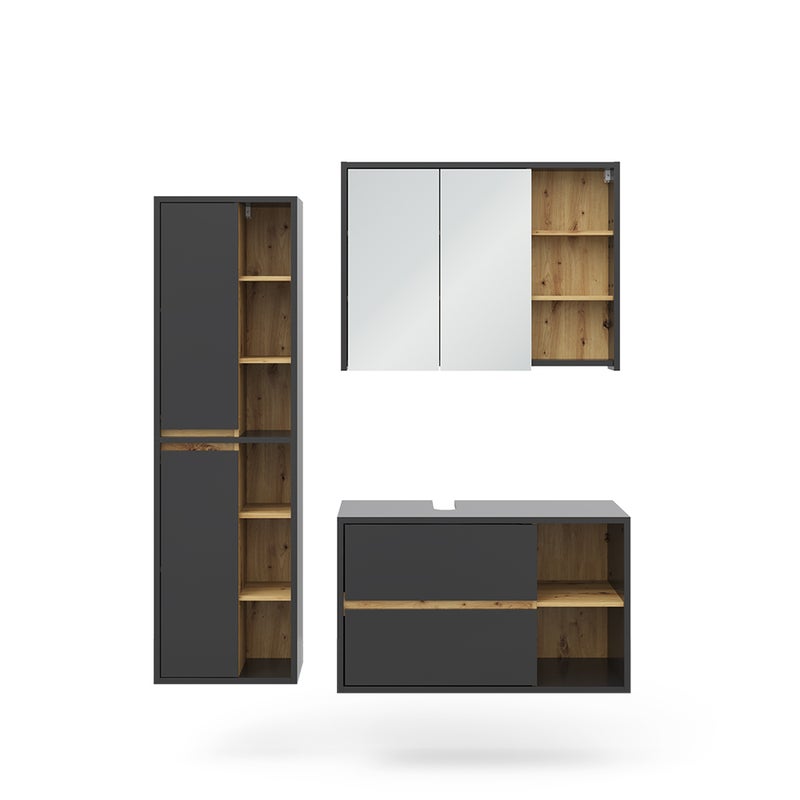 Vicco Zestaw mebli łazienkowych Viola, Antracyt, 3 części