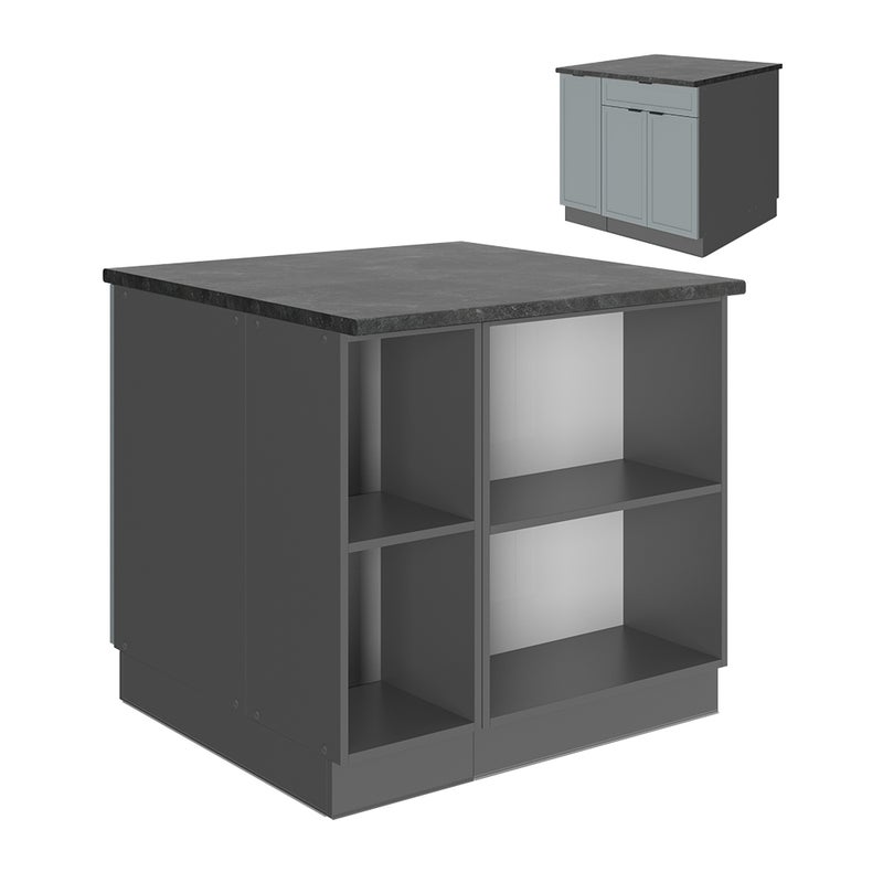 Vicco Wyspa kuchenna Fame-Line, Jasnoniebiesko-szary, 90 cm z szufladą, bez blatu roboczego