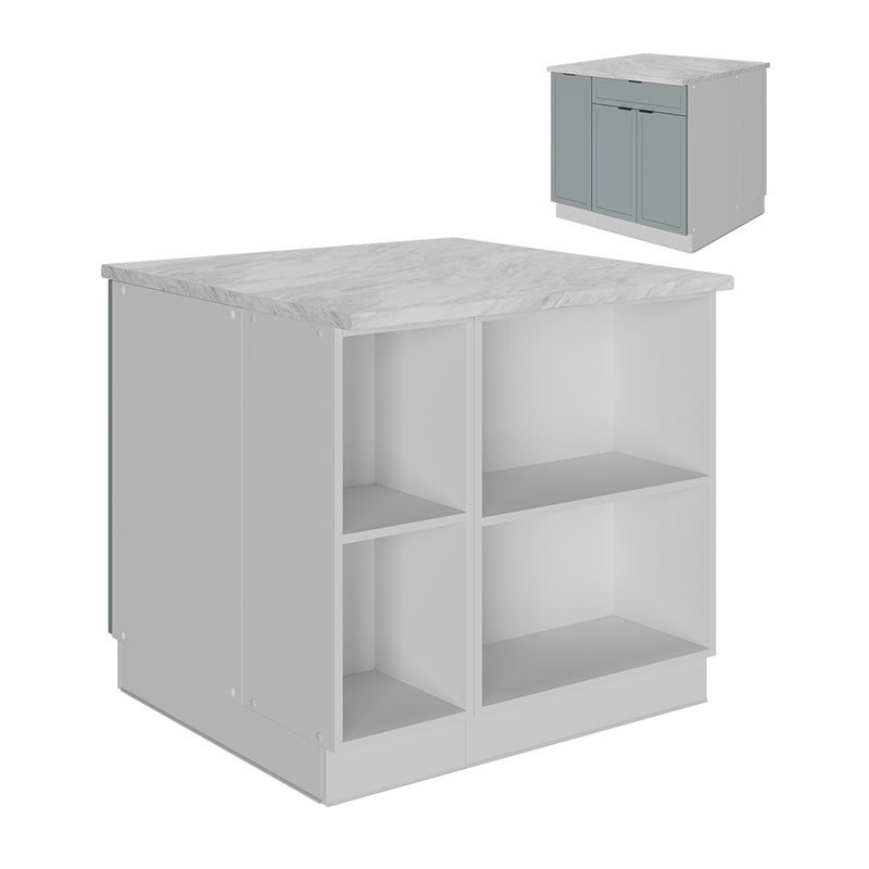 Vicco Wyspa kuchenna Fame-Line, Jasnoniebiesko-szary, 90 cm z szufladą, bez blatu roboczego