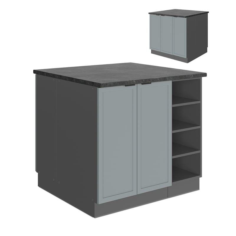 Vicco Wyspa kuchenna Fame-Line, Jasnoniebiesko-szary, 90 cm bez blatu roboczego