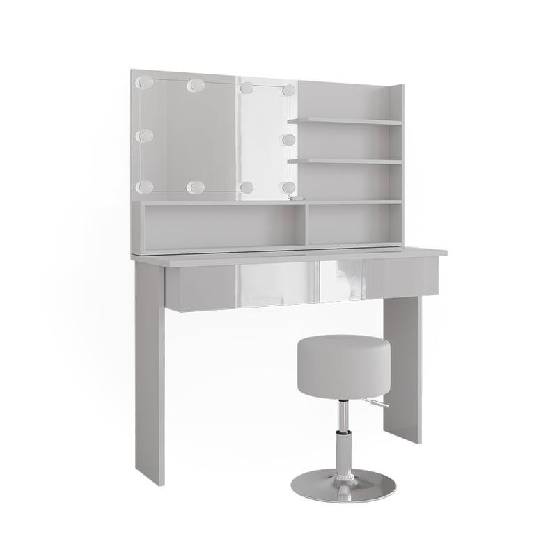 Vicco Stół jamający Azur, Biały, 120 cm z oświetleniem LED i stołkiem