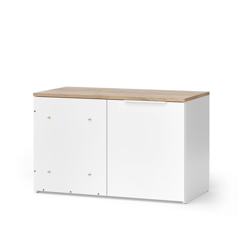 Vicco Narożna komoda z szufladami Wido, Biały/Sonoma, 80 x 50 cm z drzwiami