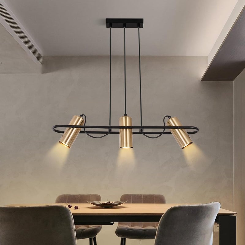 NETTLIFE Lampa wisząca Vintage 3 płomienie Jadalnia Lampa wisząca Złota Industrial Design GU10