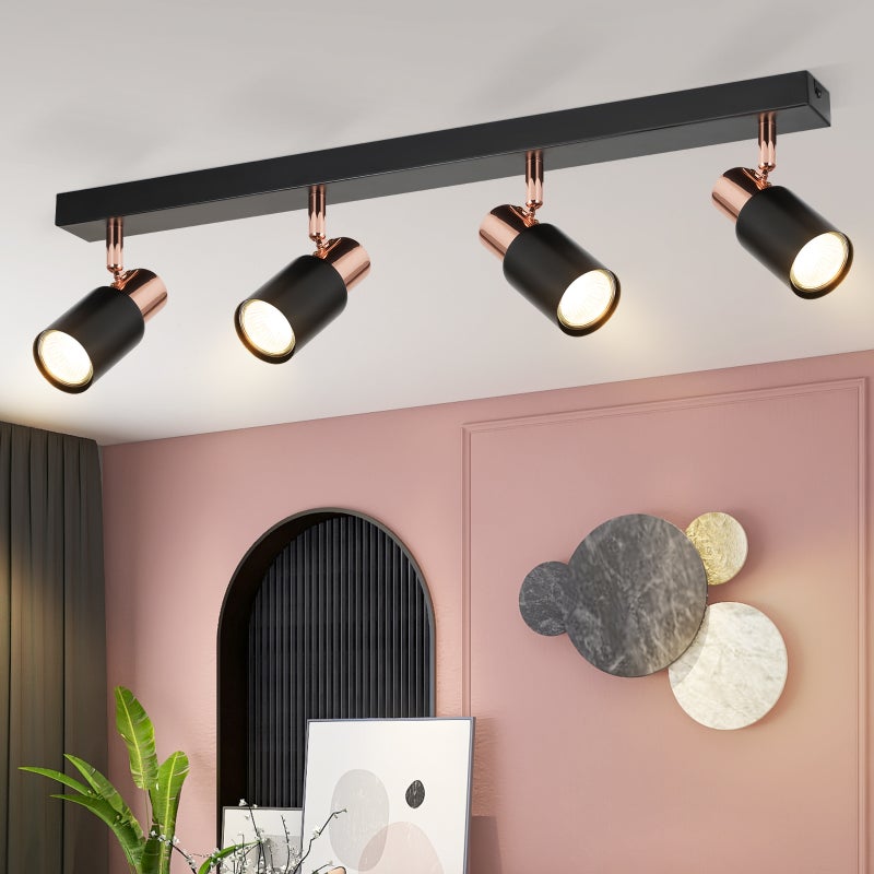 NETTLIFE Reflektorowa sufitowy 4 żarówki GU10 lampa kuchenna 355° obrotowa lampa sufitowa nowoczesny spot