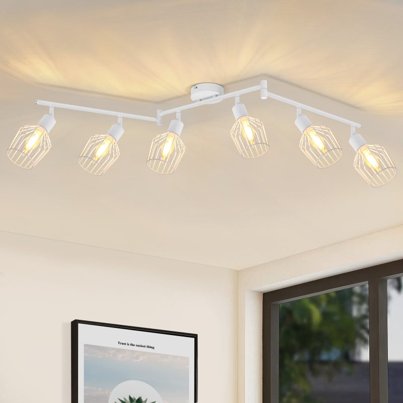 Nettlife Reflektorowa sufitowy 6-punktowy E14, LED, regulowany 350°, biały, Lampa retro