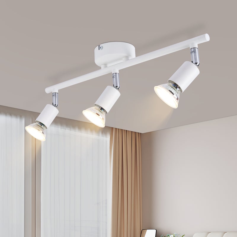 NETTLIFE Reflektorowa sufitowy LED Lampa sufitowa z 3 żarówkami - nowoczesna, ciepła, biała lampa sufitowa GU10 do wnętrz