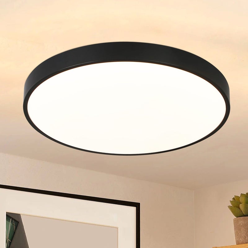 NETTLIFE Lampa sufitowa LED do sypialni Czarna lampa piwniczna Lampa łazienkowa 12W IP44 Lampa kuchenna Lampa na korytarz Ø21cm
