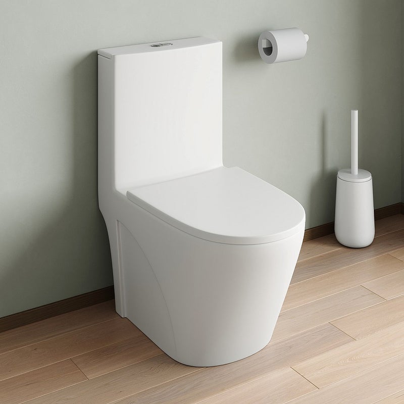 Miska WC stojąca z białej matowej ceramiki - Odpływ pionowy - NAGILAM