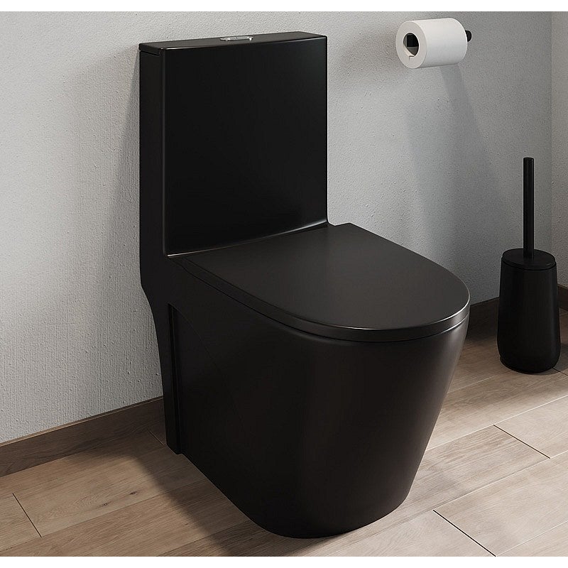 Miska WC stojąca z czarnej matowej ceramiki - Odpływ poziomy - NAGILAM