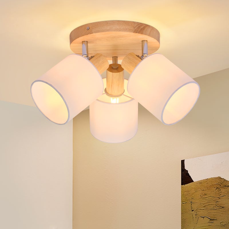 NETTLIFE Reflektorowa sufitowy 3 żarówki, okrągła, drewniana lampa sufitowa LED E14, punktowy, odchylany o 350°