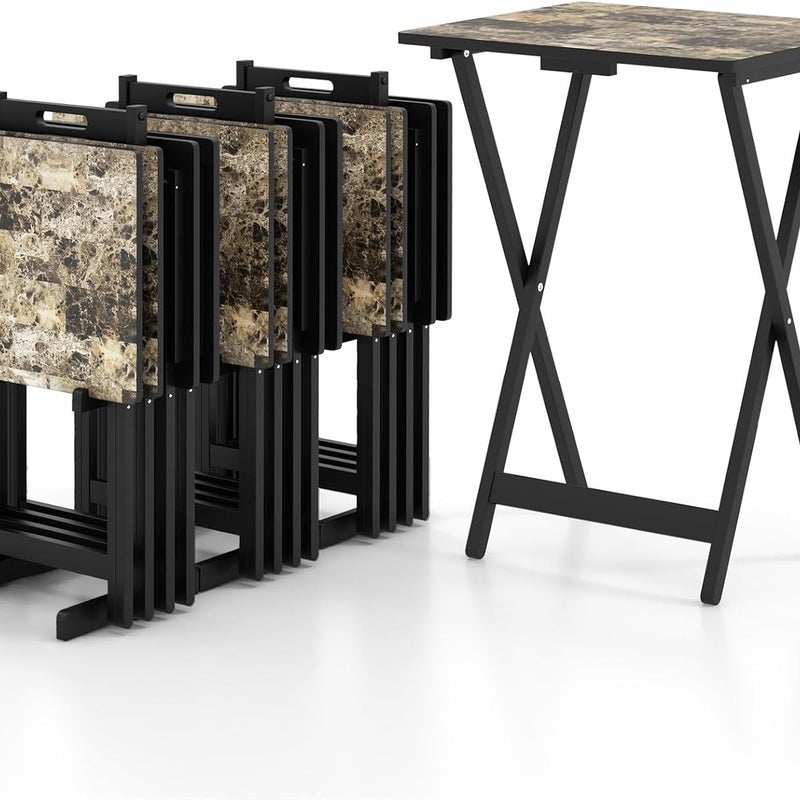 Zestaw 4 stołów ogrodowych, składanych, odpornych na warunki atmosferyczne, składany stół z uchwytem do noszenia, stół balkonowy, przemysłowy, do