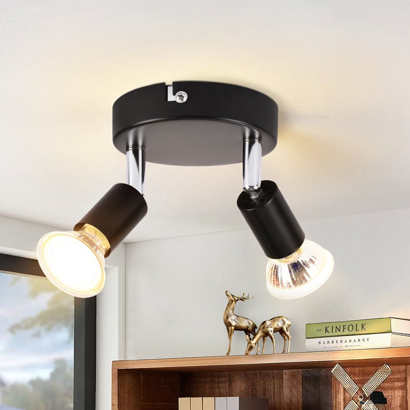 NETTLIFE Lampa sufitowa LED GU10 - 2 nowoczesne okrągłe Reflektoroway sufitowe 350° Reflektoroway sufitowe do kuchni, przedpokoju, sypialni, salonu