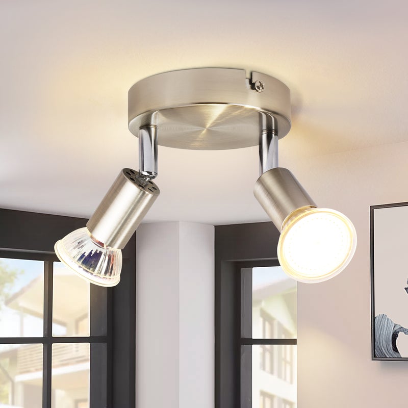 NETTLIFE LED Lampa sufitowa GU10 - 2 nowoczesne okrągłe Reflektoroway sufitowe 350° Reflektoroway sufitowe do kuchni Korytarz Sypialnia Salon