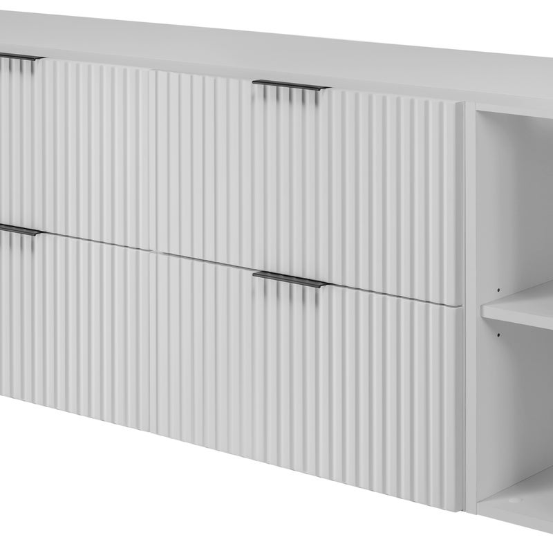 Zestaw łazienkowy FLOW 160 cm biały z białymi regałami blat w zestawie