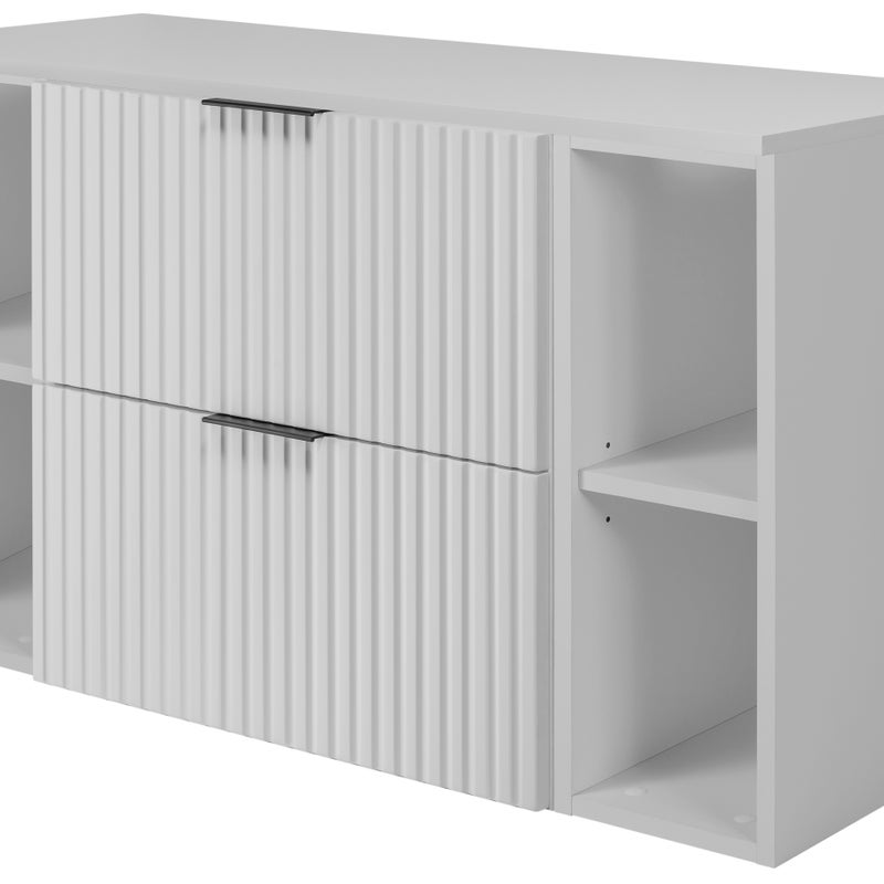 Zestaw łazienkowy FLOW 100 cm biały z białymi regałami blat w zestawie