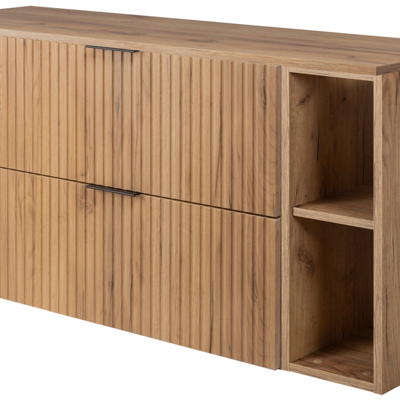 Zestaw łazienkowy FLOW 120 cm dąb craft z regałami blat w zestawie