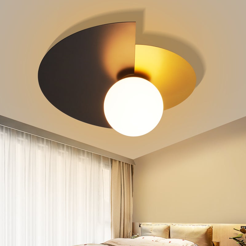 NETTLIFE kinkiet korytarzowy w kolorze czarno-złotym, vintage, szkło i metal, nowoczesny design E14