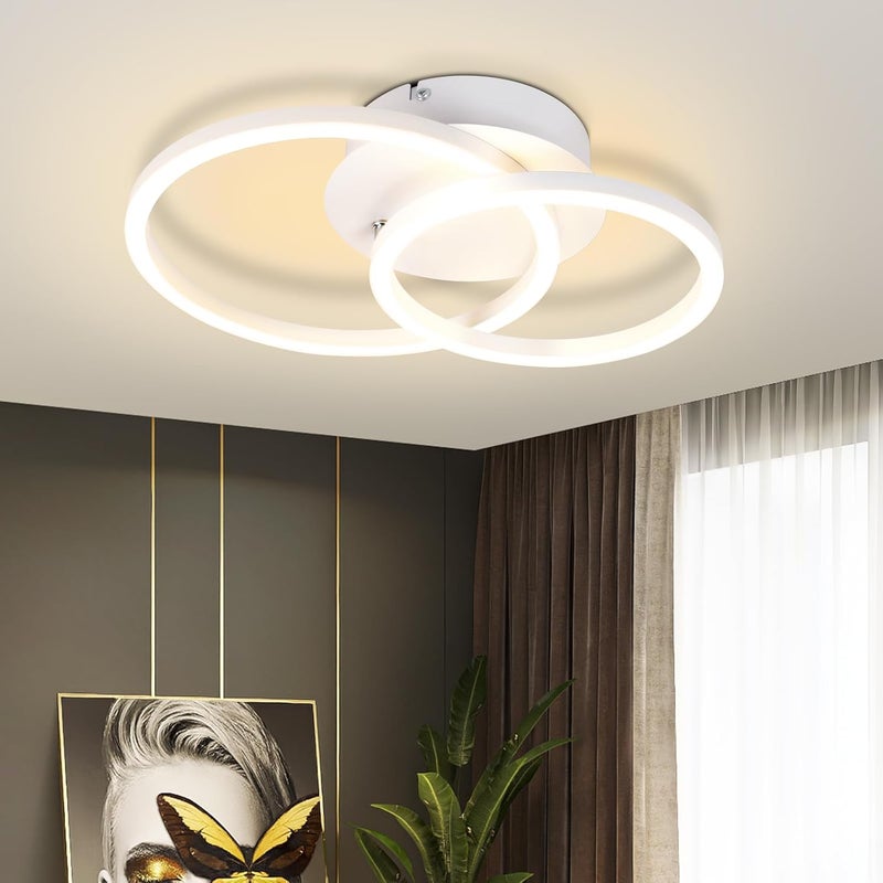 NETTLIFE Lampa Sufitowa LED 2 Pierścienie Biała Obrotowa Nowoczesny Okrągły Design 24W 3000K