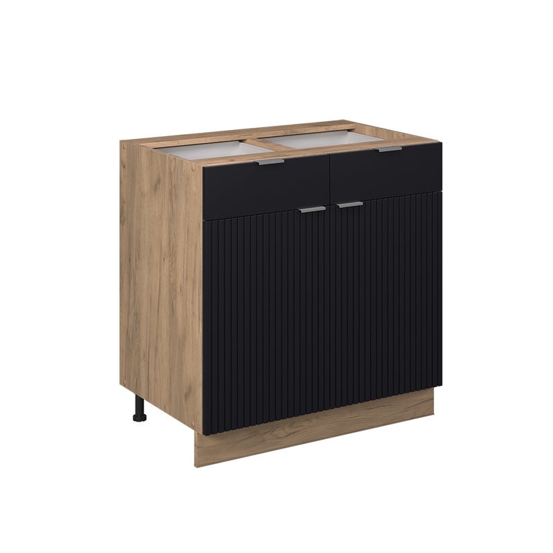 Vicco Szafka dolna do kuchni Fame-Line, Czarne paski, 80 cm bez blatu roboczego