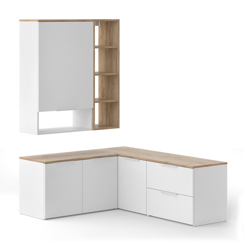 Vicco Ściana w salonie Wido, Biały/Sonoma, 5 części