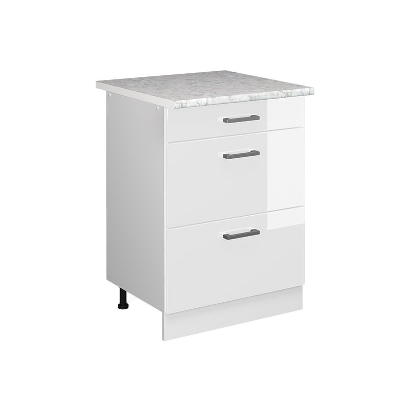 Vicco Uniwersalna jednostka bazowa R-Line, Biały wysoki połysk, 60 cm z szufladami