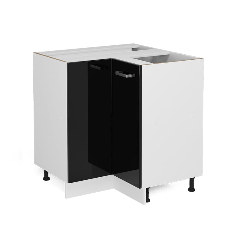 Vicco Uniwersalna szafka narożna R-Line, Czarny wysoki połysk, 75.6 cm z drzwiami, bez blatu roboczego