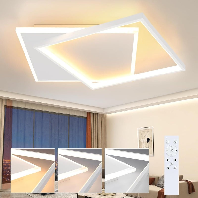 NETTLIFE Regulowana lampa sufitowa LED 44W, biała, kwadratowa, z pilotem, 44x40cm