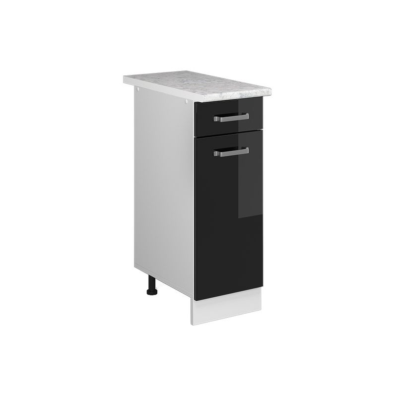 Vicco Uniwersalna jednostka bazowa R-Line, Czarny wysoki połysk, 30 cm z szufladą, z blatem roboczym