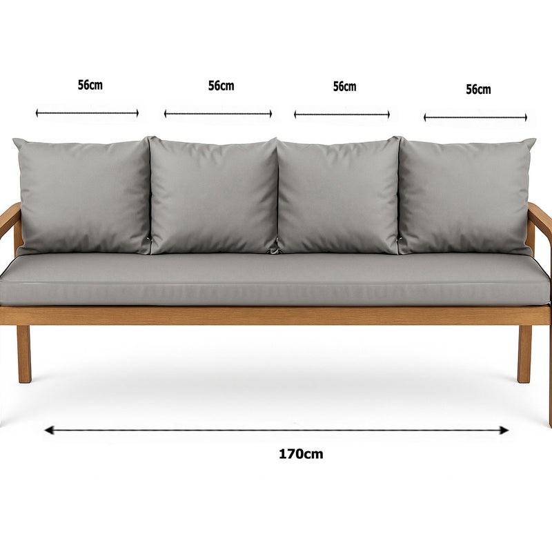 Poduszka ogrodowa na ławkę 170x60x50cm poduszka na meble ogrodowe jasna szara, poduszka na balkon taras, poducha ogrodowa na huśtawkę
