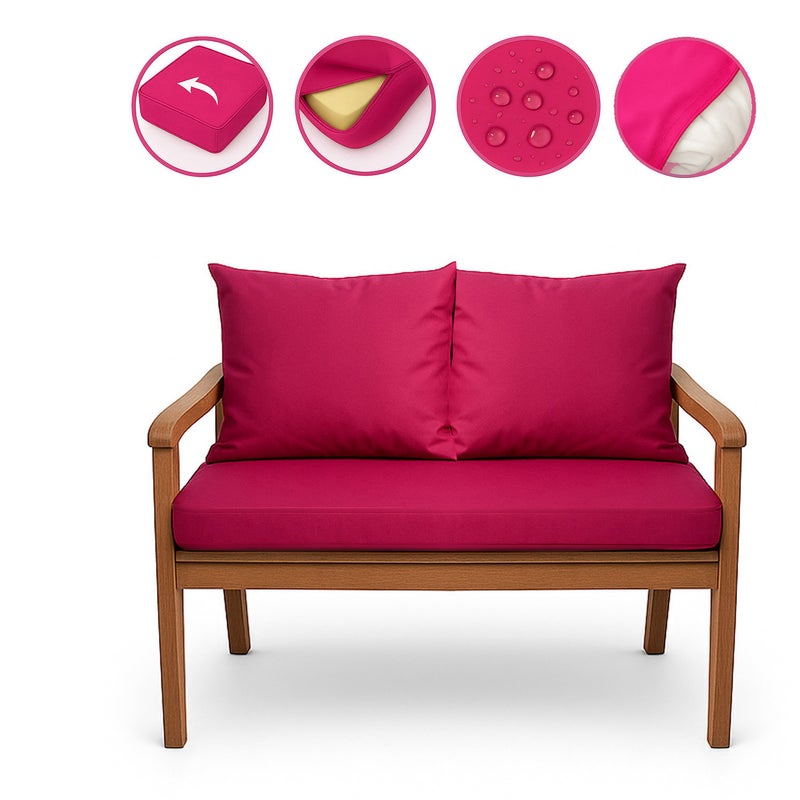 Poduszka ogrodowa na ławkę 110x60x50cm poduszka na meble ogrodowe różowa, poduszka na balkon taras, poducha ogrodowa na huśtawkę