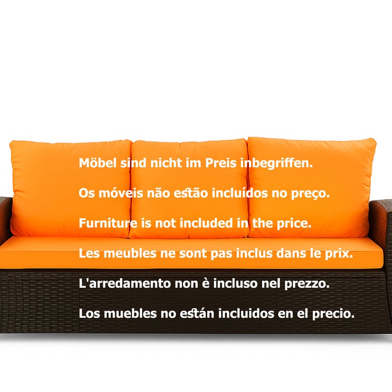 Poduszka ogrodowa na sofę rattanową 100x60x50cm poduszka na meble rattanowe pomarańczowa, poduszka na balkon taras, poduszki na meble ogrodowe