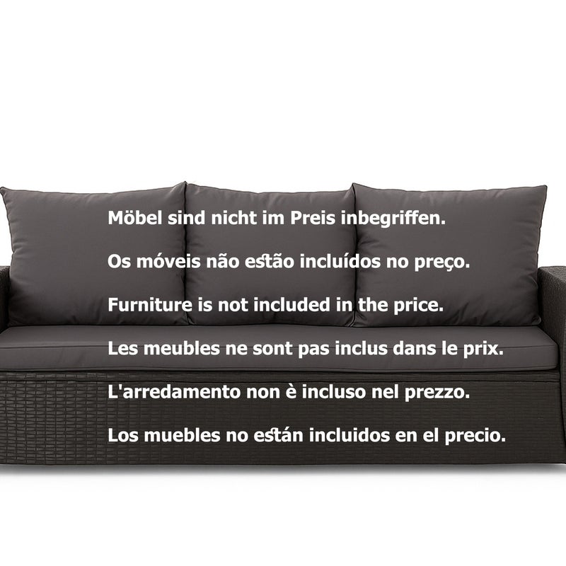 Poduszka ogrodowa na sofę rattanową 170x60x50cm poduszka na meble rattanowe antracyt, poduszka na balkon taras, poduszki na meble ogrodowe
