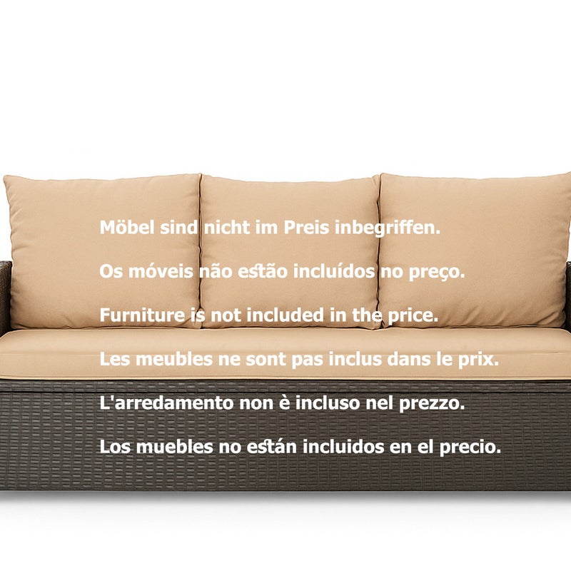 Poduszka ogrodowa na sofę rattanową 110x60x50cm poduszka na meble rattanowe beżowa, poduszka na balkon taras, poduszki na meble ogrodowe