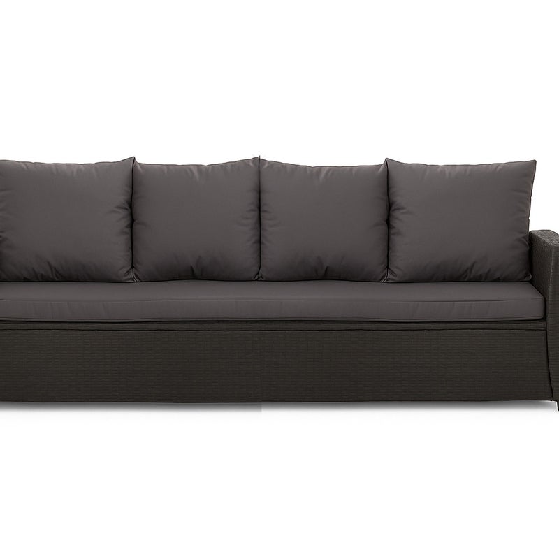 Poduszka ogrodowa na sofę rattanową 170x50x50cm poduszka na meble rattanowe antracyt, poduszka na balkon taras, poduszki na meble ogrodowe