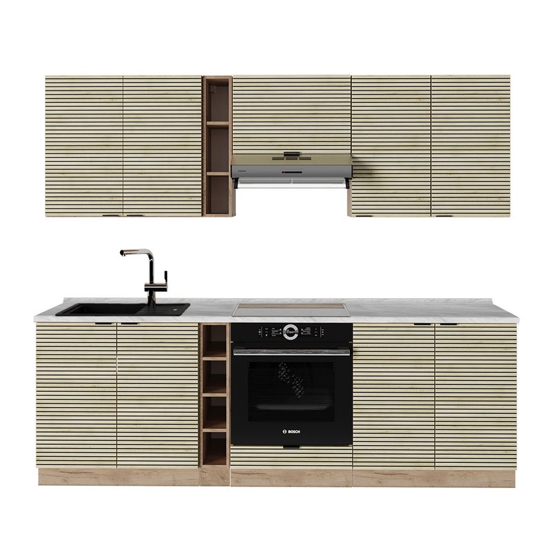 Vicco Aneks kuchenny Fame-Line, Panel dębowy/dąb goldkraft, 235 cm bez blatu roboczego