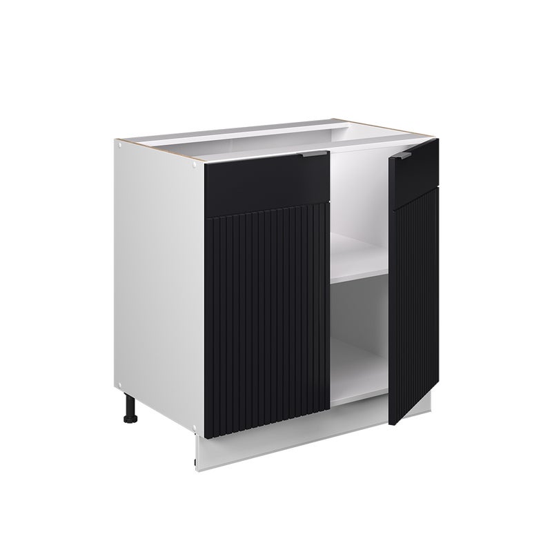 Vicco Szafka pod zlew Fame-Line, Czarne paski, 80 cm z półką, BP Dąb