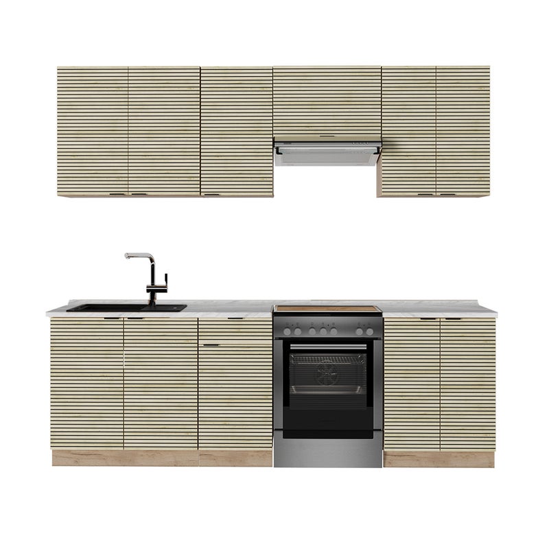 Vicco Aneks kuchenny Fame-Line, Panel dębowy/dąb goldkraft, 240 cm , BP Marmur