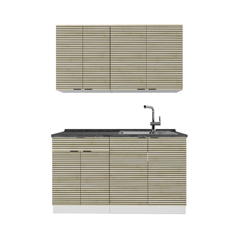 Vicco Pojedyncza kuchnia Fame-Line, Panel dębowy/biały, 140 cm , BP Antracyt