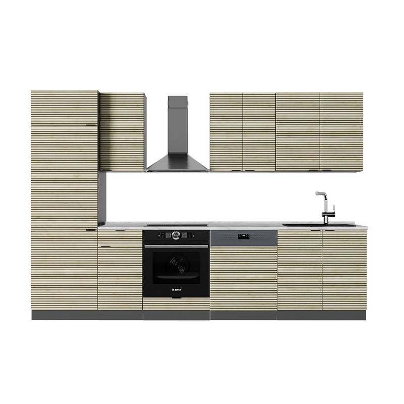 Vicco Aneks kuchenny Fame-Line, Panel dębowy/antracyt, 300 cm , BP Marmur