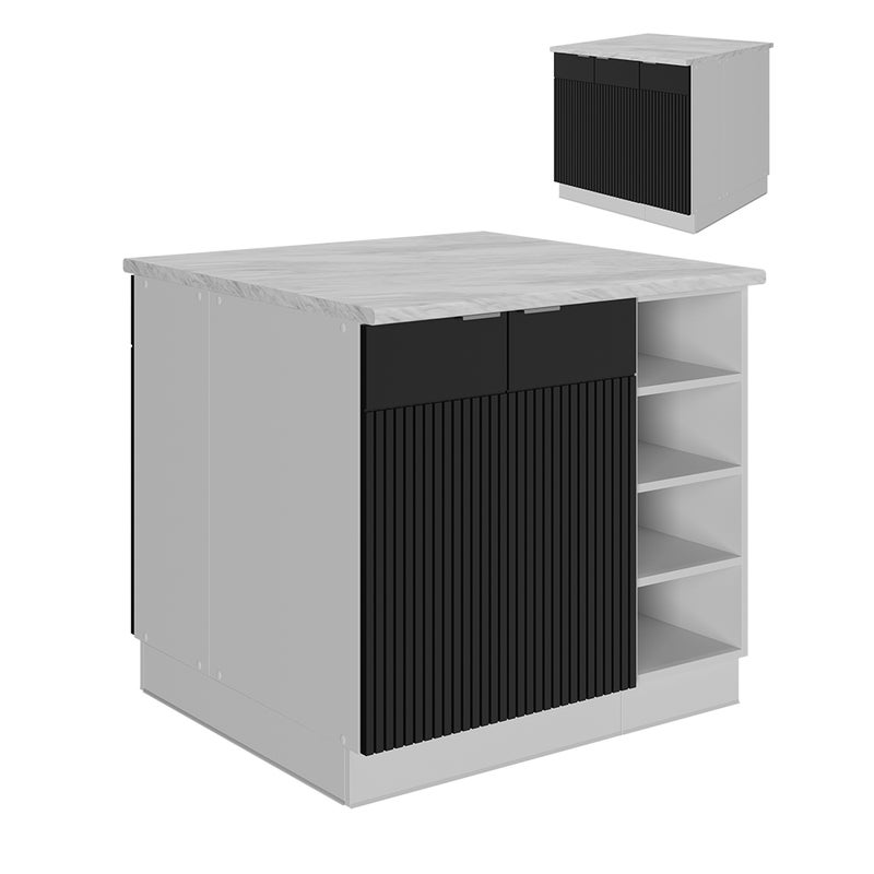 Vicco Wyspa kuchenna Fame-Line, Czarne paski, 90 cm bez blatu roboczego